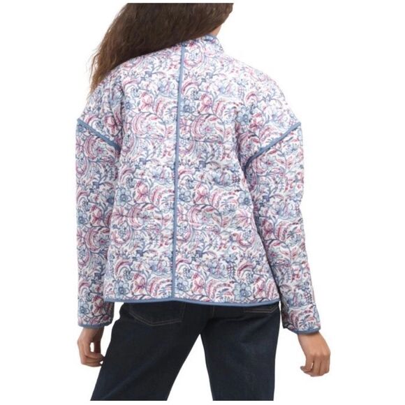 Quilted Floral Print Women's Jacket 7 FOR ALL MANKIND w/Pockets / Size Medium /0 - Picture 2 of 12